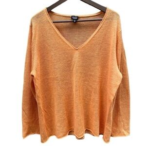 Eileen Fisher Linen Shirt Women’s Size 1X Plus Boxy Oversized Lagenlook Orange